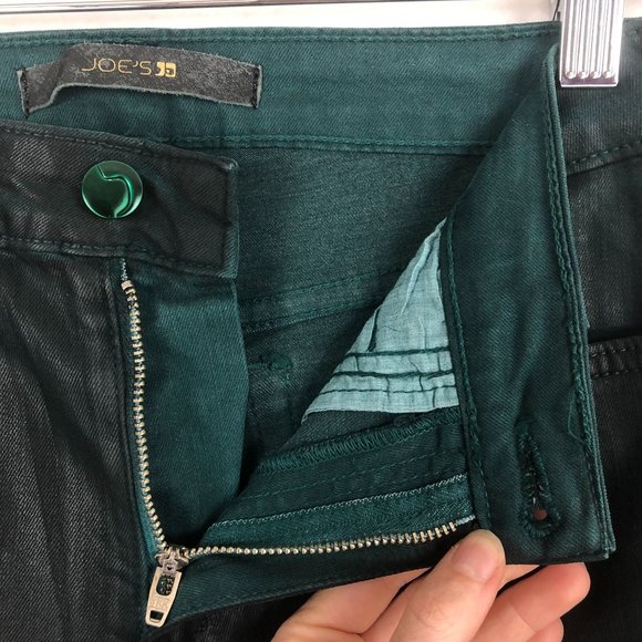 Joe's Women's Size 26 Dark Green Coated Waxed The Skinny Stretch Denim Jeans - Picture 5 of 8